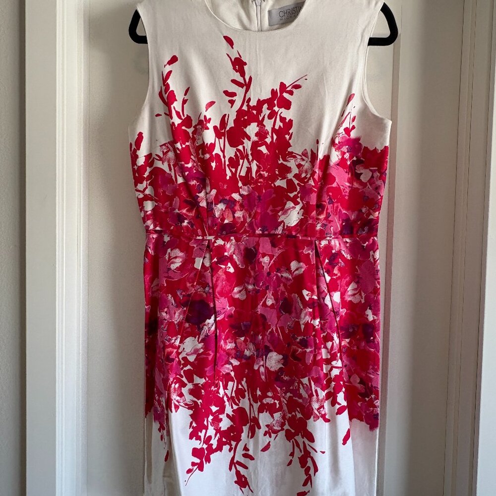 Christin Michaels White/Pink Floral Dress